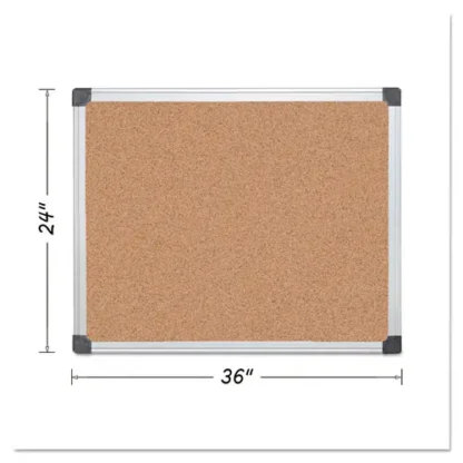 MasterVision® Value Cork Bulletin Board with Aluminum Frame, 24" x 36", Tan Surface, Satin Aluminum Frame