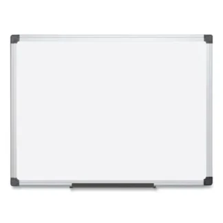 MasterVision® Value Lacquered Steel Magnetic Dry Erase Board, 18" x 24", White Surface, Satin Aluminum Frame