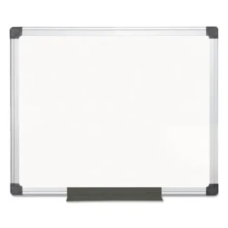 MasterVision® Value Melamine Dry Erase Board, White Surface, Satin Aluminum Frame, 24" x 36"