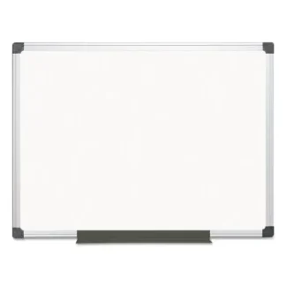 MasterVision® Value Melamine Dry Erase Board, 36" x 48", White Surface, Satin Aluminum Frame
