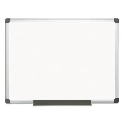 MasterVision® Value Melamine Dry Erase Board, 36" x 48", White Surface, Satin Aluminum Frame