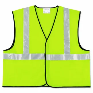 MCR™ Safety Class 2 Safety Vest, Polyester, Large, Fluorescent Lime with Silver Stripe