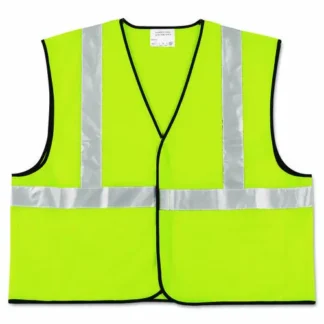 MCR™ Safety Class 2 Safety Vest, Polyester, X-Large, Fluorescent Lime with Silver Stripe