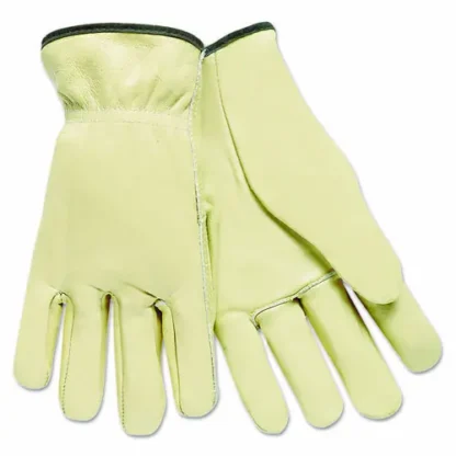 MCR™ Safety Full Leather Cow Grain Driver Gloves, Tan, Medium, 12 Pairs