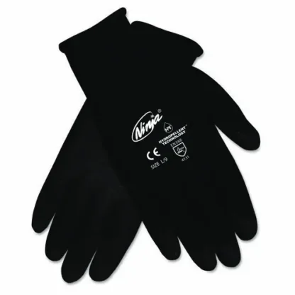 MCR™ Safety Ninja HPT PVC coated Nylon Gloves, Large, Black, Pair