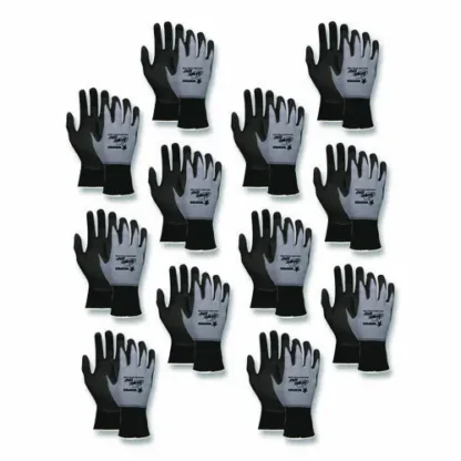 MCR™ Safety Ninja Nitrile Coating Nylon/Spandex Gloves, Black/Gray, Large, Dozen