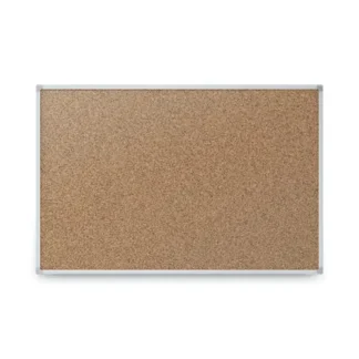 Mead® Economy Cork Board with Aluminum Frame, 24" x 18", Tan Surface, Satin Aluminum Frame