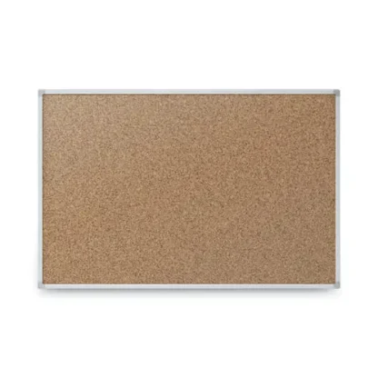 Mead® Economy Cork Board with Aluminum Frame, 24" x 18", Tan Surface, Satin Aluminum Frame