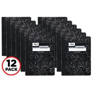 Mead® Square Deal Composition Book, 3-Subject, Wide/Legal Rule, Black Cover, 100 Sheets, 9.75" x 7.5", 12/Pack
