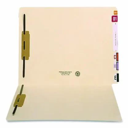 Medical Arts Press® Heavy-Duty End Tab Fastener Folders, Letter Size, Manila, 50/Box
