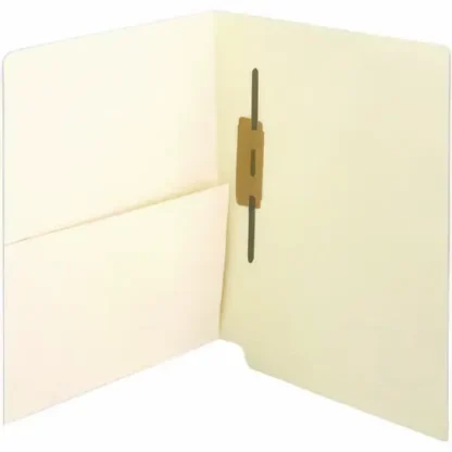 Medical Arts Press® Slash Pocket End Tab Fastener Folders, Spine-Oriented Fastener, 1 Fastener, Letter Size, Manila Exterior, 50/Box