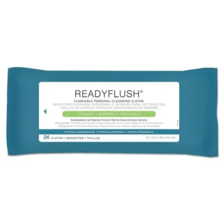 Medline ReadyFlush Biodegradable Flushable Wipes, 8" x 12", White, 24 Wipes per Pack