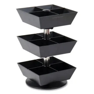 Mind Reader Anchor Collection 3-Tier 12-Compartment Tea and Condiment Carousel Countertop Organizer, Black