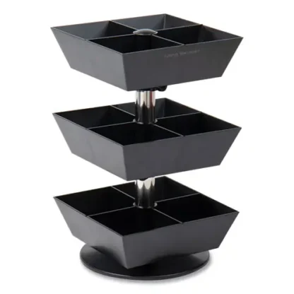 Mind Reader Anchor Collection 3-Tier 12-Compartment Tea and Condiment Carousel Countertop Organizer, Black