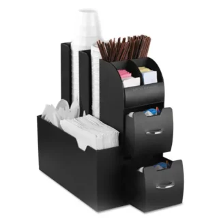 Mind Reader Coffee Condiment Caddy Organizer, 10 Compartments, Black