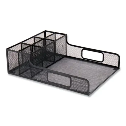 Mind Reader Network Collection Utensil, Napkin and Plate Organizer, Metal, Black