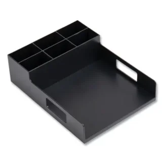 Mind Reader Network Collection Utensil, Napkin and Plate Countertop Organizer, Plastic, Black