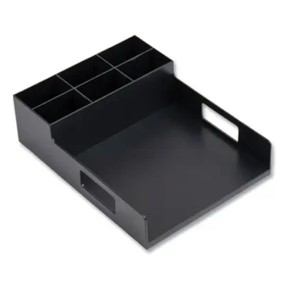 Mind Reader Network Collection Utensil, Napkin and Plate Countertop Organizer, Plastic, Black