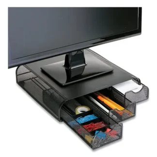 Mind Reader Perch Monitor Stand and Desk Organizer, Black