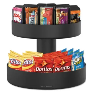 Mind Reader Supreme Lazy Suzan Condiment/Snack Organizer, 2 Compartments, Black