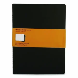 Moleskine® Cahier Journal, 1-Subject, Narrow Rule, Black Cover, 120 Sheets, 3/Pack
