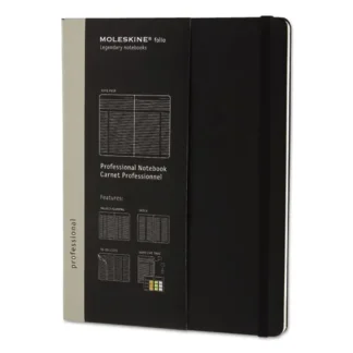 Moleskine® Professional Notebook, 1-Subject, Narrow Rule, Black Hardcover, 192 Sheets, 9.75" x 7.5"