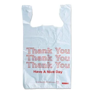 Monarch® Plastic "Thank You - Have a Nice Day" Shopping Bags, Cut-Out Handles, White/Red, 250/Box