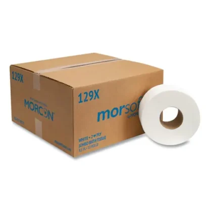 Morcon Tissue Jumbo Bath Tissue, Septic Safe, 2-Ply, White, 12 Rolls/Carton