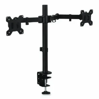 MOUNT-IT! Full Motion Dual Monitor Desktop Mount, For 17" to 27" Monitors, 360° Rotation, +/-90° Tilt, Black, Supports 22 lb per Monitor