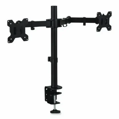MOUNT-IT! Full Motion Dual Monitor Desktop Mount, For 17" to 27" Monitors, 360° Rotation, +/-90° Tilt, Black, Supports 22 lb per Monitor