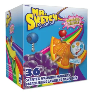 Mr. Sketch® Scented Watercolor Marker Classroom Pack, Broad Chisel Tip, Assorted Colors, 36/Pack