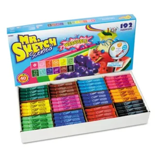 Mr. Sketch® Washable Markers, Broad Chisel Tip, Assorted Colors, 192/Set