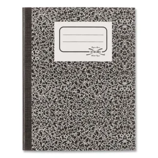 National® Composition Book, Wide/Legal Rule, Black Marble Cover, 80 Sheets, 10" x 7.88"