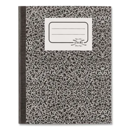 National® Composition Book, Wide/Legal Rule, Black Marble Cover, 80 Sheets, 10" x 7.88"