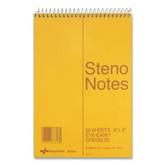 National® Standard Spiral Steno Pad, Gregg Rule, Brown Cover, 60 Sheets, 6 x 9, Eye-Ease Green