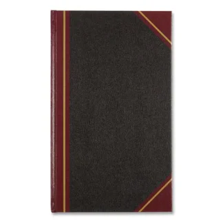 National® Texthide Eye-Ease Record Book, Black/Burgundy/Gold Cover, 14.25 x 8.75, 300 Sheets