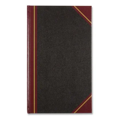 National® Texthide Eye-Ease Record Book, Black/Burgundy/Gold Cover, 14.25 x 8.75, 300 Sheets