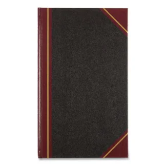 National® Texthide Record Book, 1-Subject, Medium/College Rule, Black/Burgundy Cover, 500 Sheets, 14 x 8.5 inches
