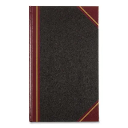 National® Texthide Record Book, 1-Subject, Medium/College Rule, Black/Burgundy Cover, 500 Sheets, 14 x 8.5 inches