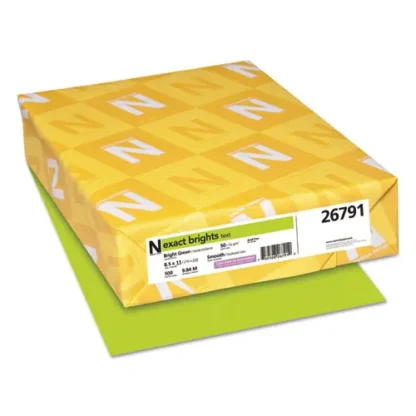Neenah Paper Exact Brights Paper, 20 lb Bond Weight, 8.5 x 11, Bright Green, 500/Ream