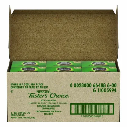 Nescafé® Taster's Choice Stick Pack, Decaf, 0.06 oz, 80/Box, 6 Boxes/Carton