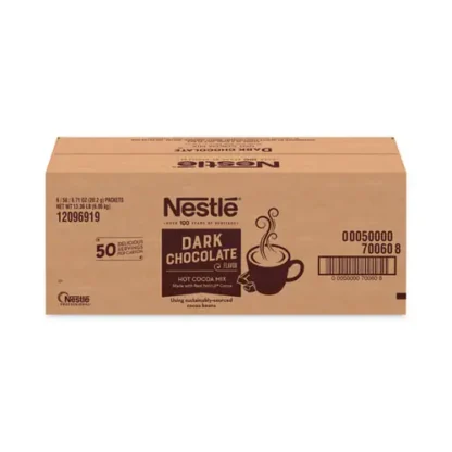 Nestlé® Hot Cocoa Mix, Dark Chocolate, 0.71 oz Packets, 50 Packets/Box, 6 Boxes/Carton