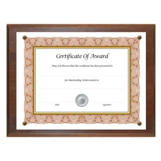 NuDell™ Award-A-Plaque Document Holder, Acrylic/Plastic, Walnut