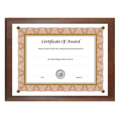 NuDell™ Award-A-Plaque Document Holder, Acrylic/Plastic, Walnut