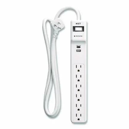 NXT Technologies™ 6-Outlet Plus USB Surge Protector, 4 ft Cord, 1,500 Joules, White