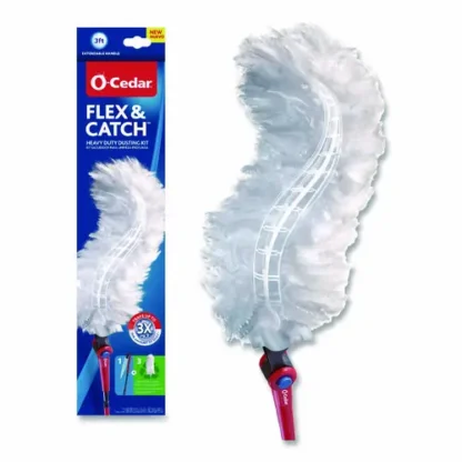 O-Cedar® Flex and Catch Heavy-Duty Dusting Kit, 1 Duster Wand and 3 Refills, 6/Carton