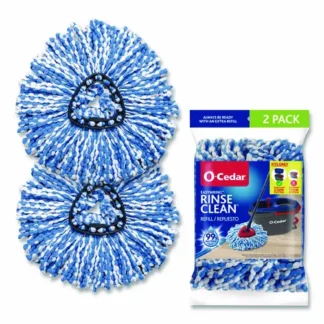 O-Cedar® Rinse Clean Refill, Microfiber Mop Head, Compatible with RinseClean Spin Mop Systems, Blue/White, 2/Pack