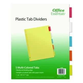 Office Essentials™ Plastic Insertable Dividers, 5-Tab, 11 x 8.5, Assorted Tabs