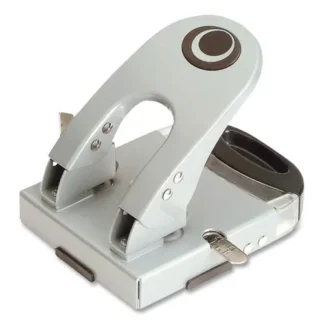 Officemate 50-Sheet Deluxe Two-Hole Punch, 1/4" Holes, Gray/Blue