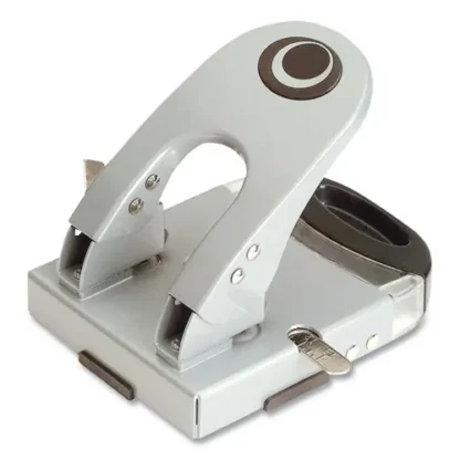 Officemate 50-Sheet Deluxe Two-Hole Punch, 1/4" Holes, Gray/Blue